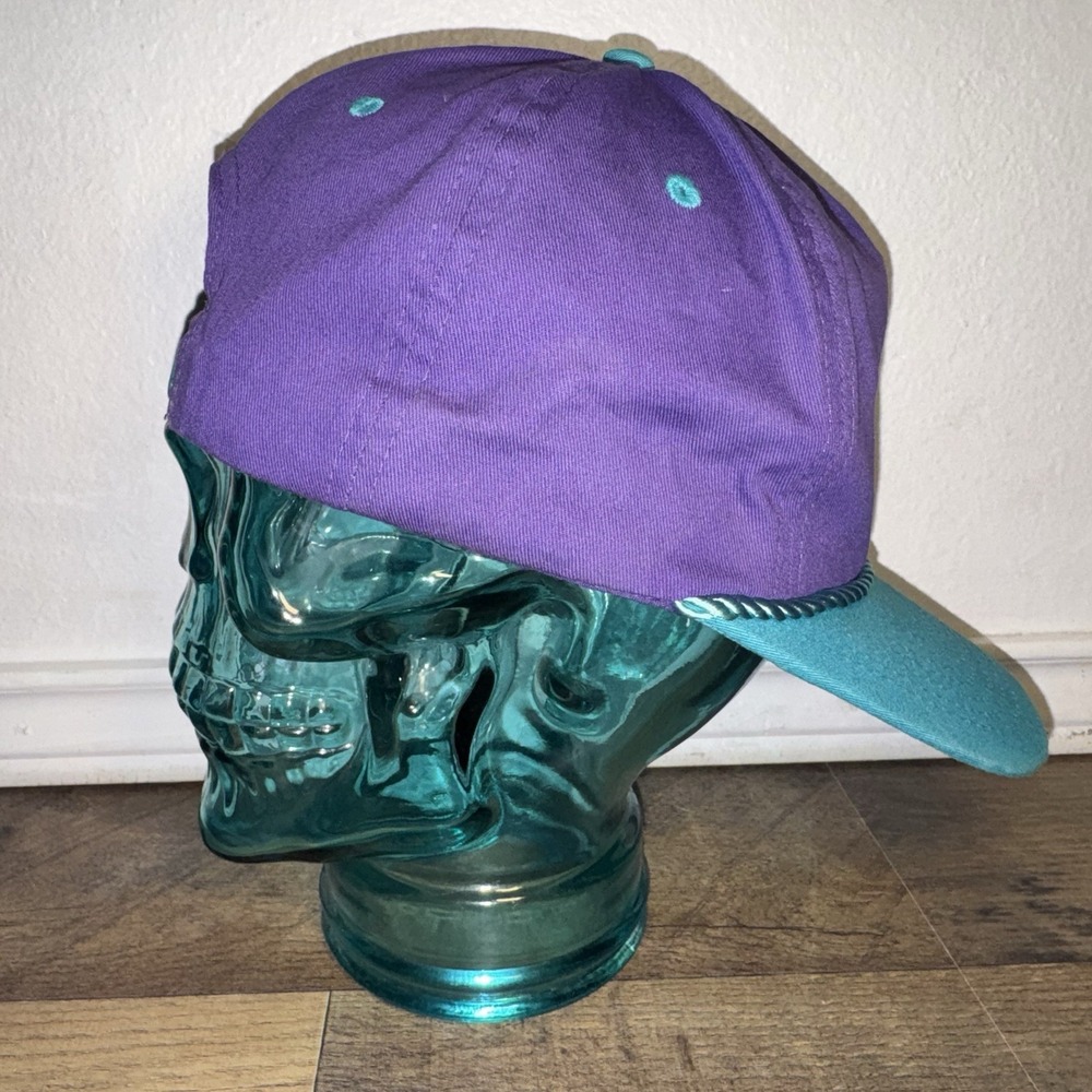 Whiskey Bent Hat Co. Brownsboro TX Roped Snapback Hat Cap Purple And Teal - Picture 5 of 8